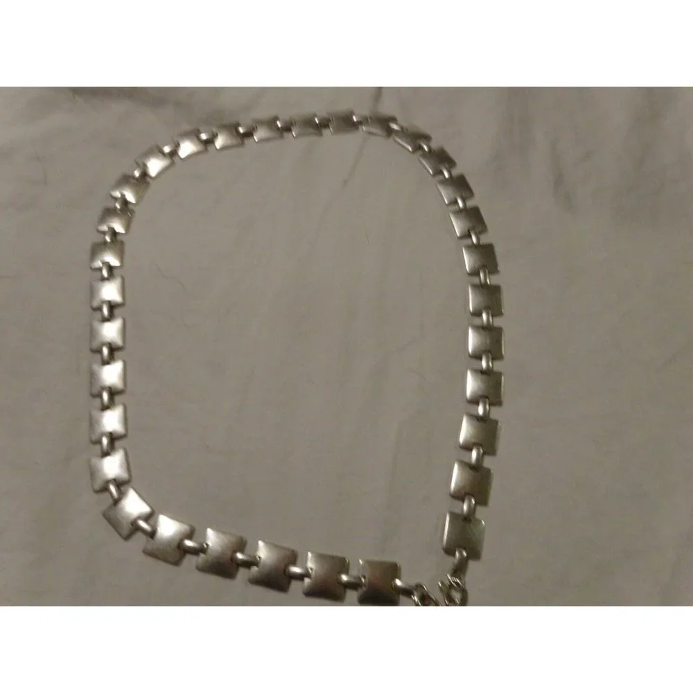 Vintage LIZ CLAIBORNE‎ Brushed Silver Chain Link BELT Boho Gypsy Ladies Sz M